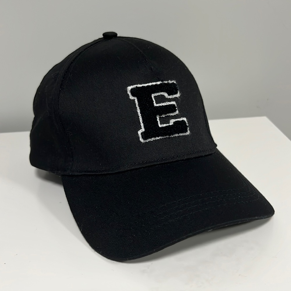 Black Baseball Cap with Letter “E”